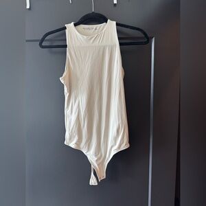 Abercrombie & Fitch Cream Fitted Sleeveless Bodysuit
